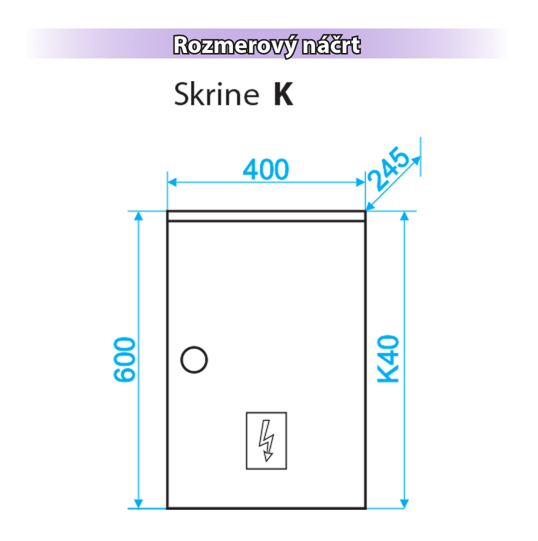 HASMA ER 1.0 K40 xxA P0, P2, FVE, OZ 3F-2T povrchovy - rozmerový náčrt